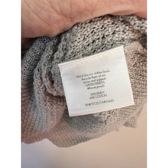 $118 Eileen Fisher Small Boxy Gray Linen Cotton Knit Woven Pullover Sweater Top - Picture 5 of 5